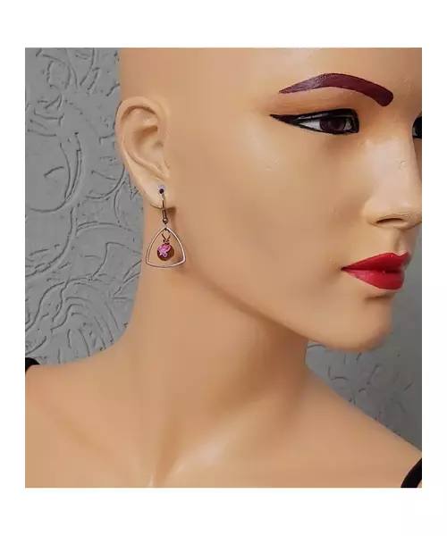Handmade earings with Pink Rhodonite
