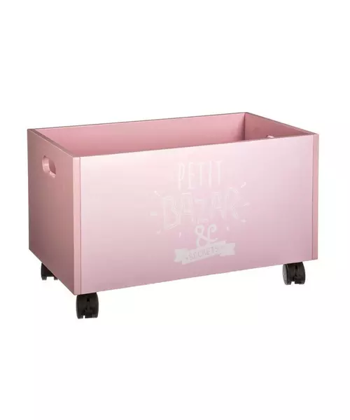 Ξύλινο Τροχήλατο Κουτί Αποθήκευσης Παιχνιδιών 48 x 28 x 28.5 cm Χρώματος Ροζ Toys Atmosphera 127141A
