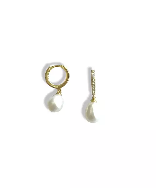 Hoops with pearl drop- Silver 925 Gold Plated