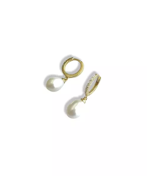 Hoops with pearl drop- Silver 925 Gold Plated