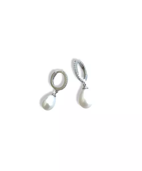 Hoops with pearl drop- Silver 925