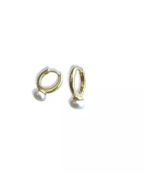 Hoops with pearl drop- Silver 925 Gold Plated