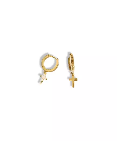 Hoops with cross- Silver 925 Gold Plated