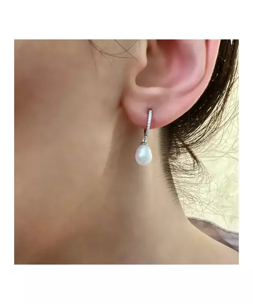 Hoops with pearl drop- Silver 925