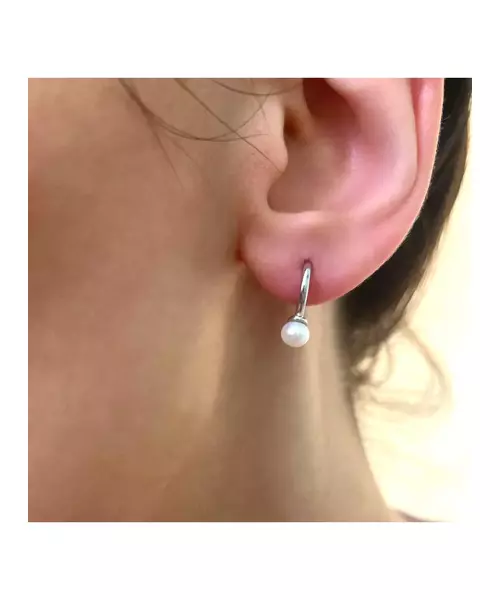 Hoops with pearl drop- Silver 925