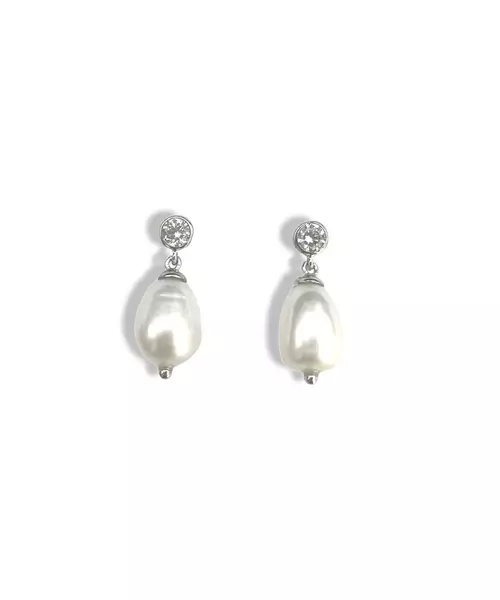 Pearl earrings with zircons - Silver 925