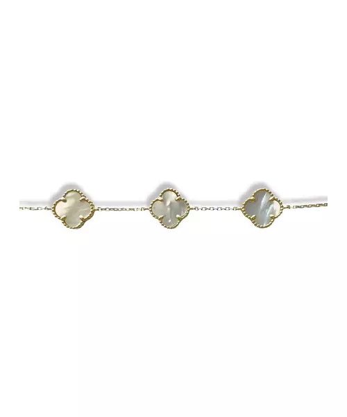 9ct Gold Bracelet with 3 flowers Mother of Pearl