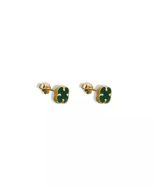 9ct Gold Earrings with Malachite