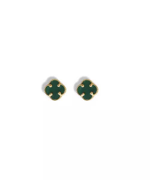 9ct Gold Earrings with Malachite