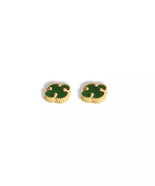 9ct Gold Earrings with Malachite