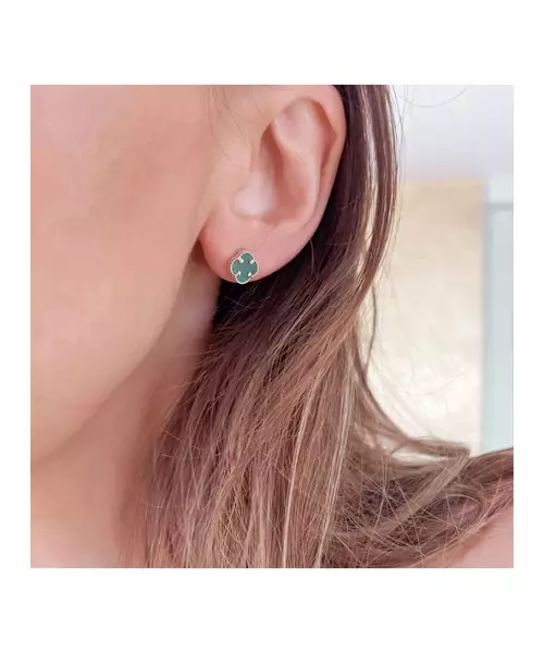 9ct Gold Earrings with Malachite