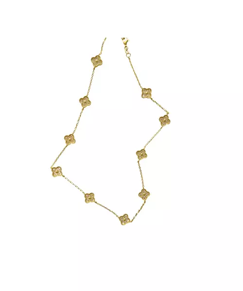 Necklace with Zircons- Silver 925 Gold Plated