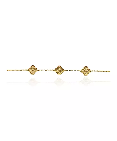 Bracelet 3 flowers with zircons - Silver 925 Gold Plated