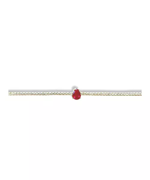 Bracelet Riviera with red & white zircons - Silver 925 Gold Plated