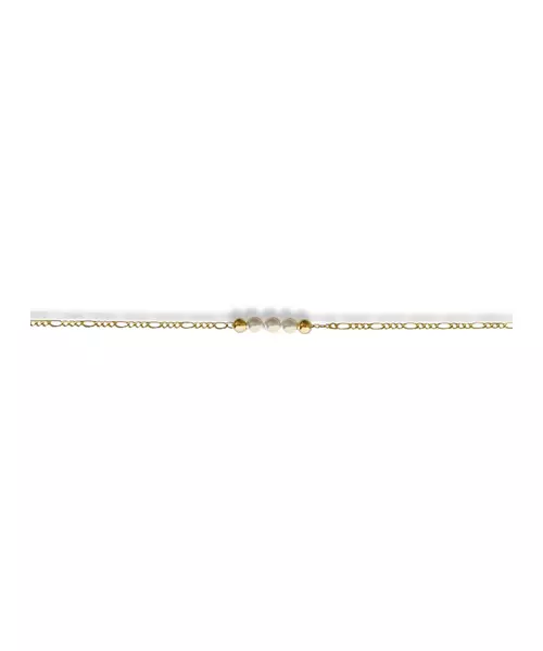 Bracelet pearls & figaro chain - Silver 925 Gold Plated