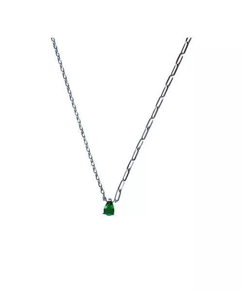 Necklace Green Drop - Silver 925