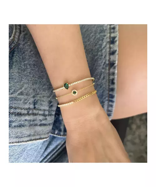 Bracelet with green zircon - Silver 925 Gold Plated