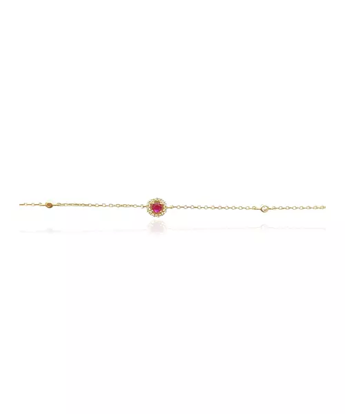 Bracelet with red zircon - Silver 925 Gold Plated