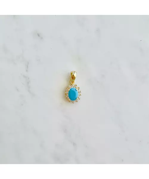 Diana Necklace with Turquoise Zircon - Silver 925 Gold Plated