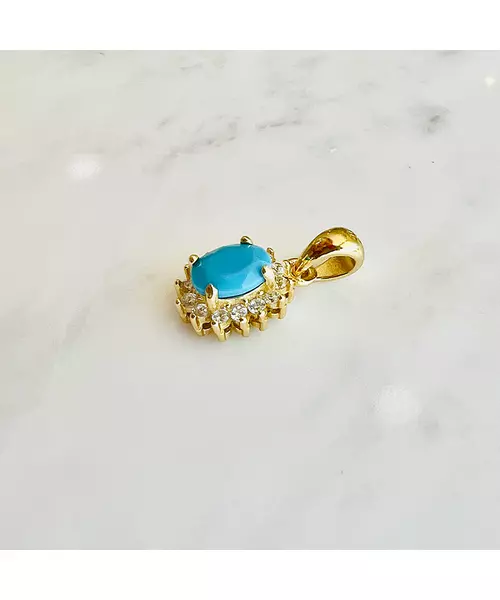 Diana Necklace with Turquoise Zircon - Silver 925 Gold Plated