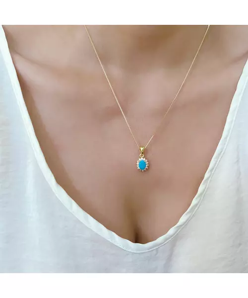 Diana Necklace with Turquoise Zircon - Silver 925 Gold Plated