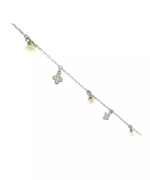 9ct White Gold Bracelet with pearls