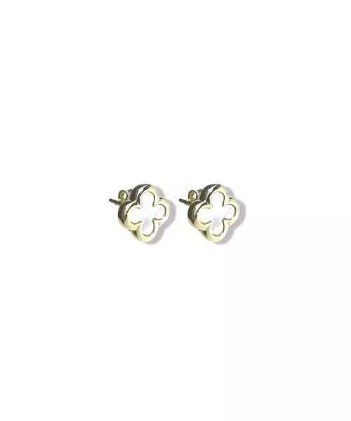 Flower Earrings with Mother of Pearl - Silver 925 Gold Plated