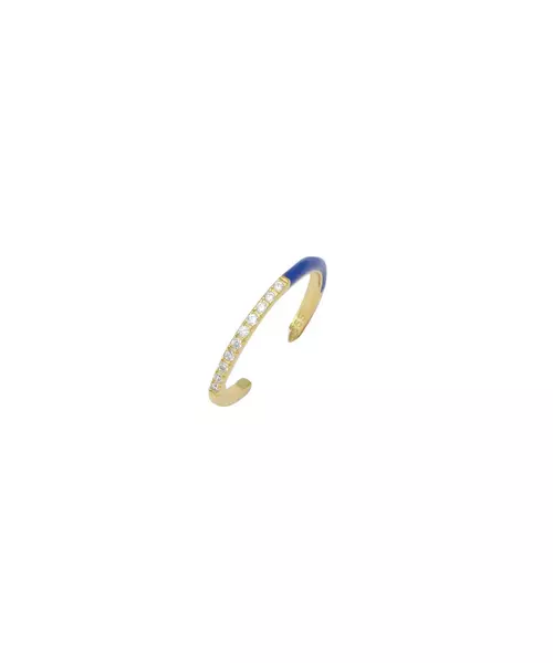 Ring Enamel Blue with zircons - Silver 925 Gold Plated