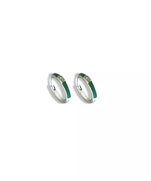 Enamel Earrings Green - Silver 925