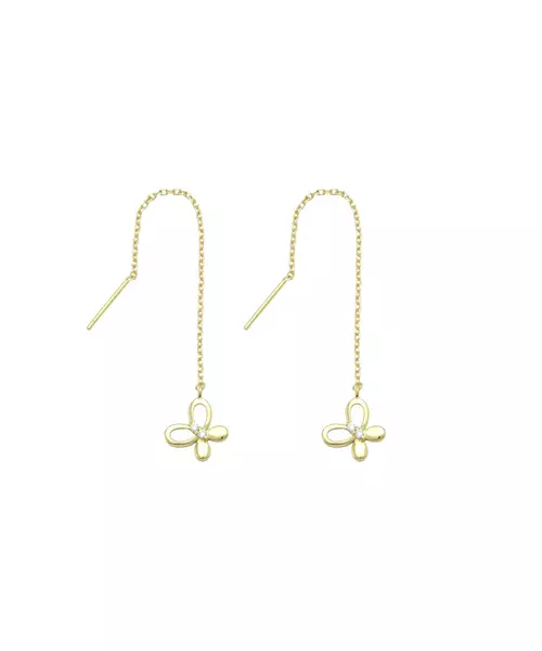 Earrings Butterfly Thread - Silver 925 Gold Plated