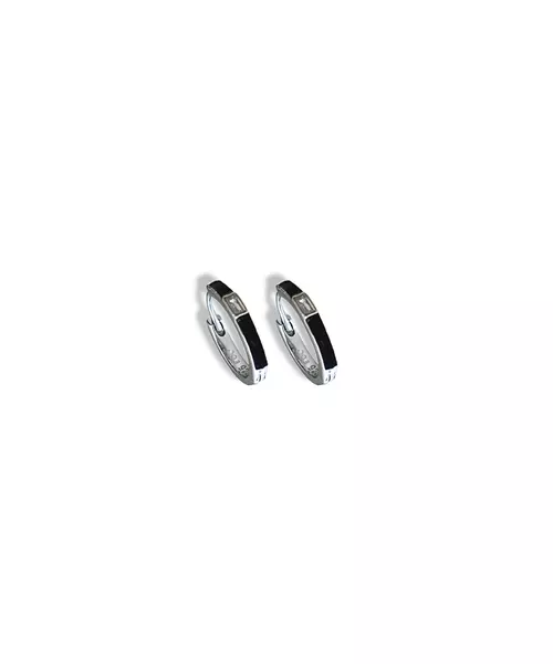 Enamel Earrings Black - Silver 925