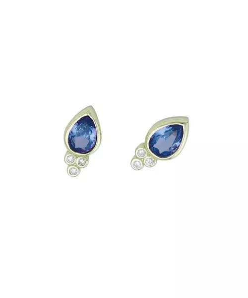 Blue Drop Earrings - Silver 925 Gold Plated