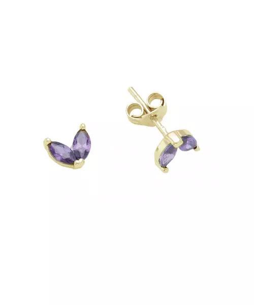 Mini Purple Butterfly Earrings - Silver 925 Gold Plated