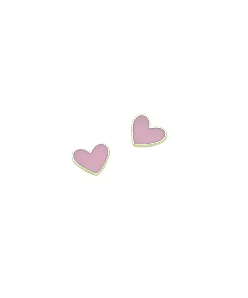 Mini Pink Heart Earrings - Silver 925 Gold Plated