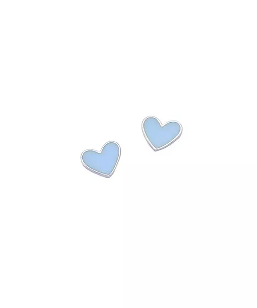 Mini Blue Heart Earrings - Silver 925