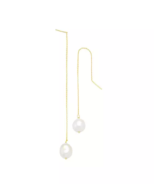 Long earrings with pearl - Silver 925 Gold Plated