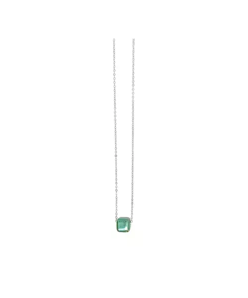 Necklace Green Cube - Silver 925