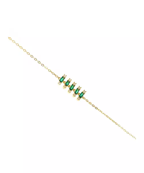 Bracelet Green Bars- Silver 925 & Gold Plated