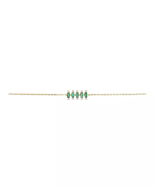 Bracelet Green Bars- Silver 925 & Gold Plated