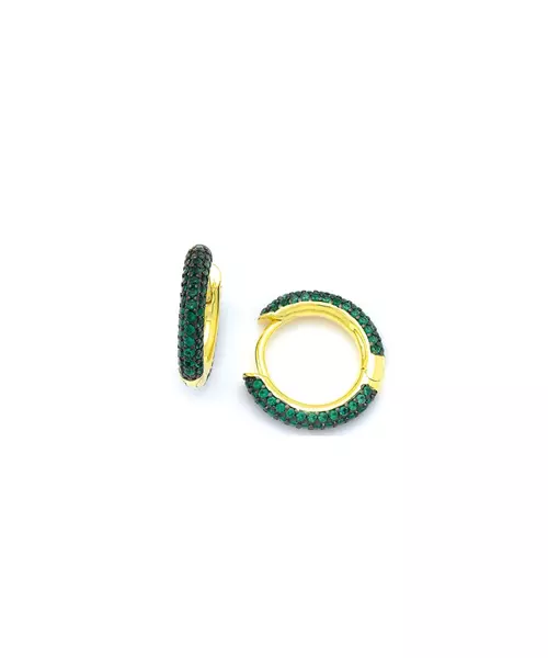 Hoops with Green zircons - Silver 925 Gold Plated