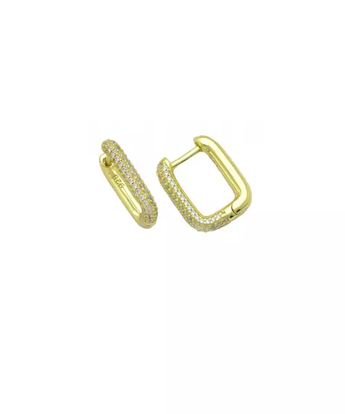 Hoops with White zircons - Silver 925 Gold Plated