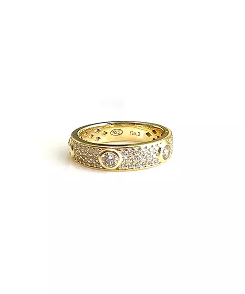 Ring with Zircons -  Silver 925 Gold Plated