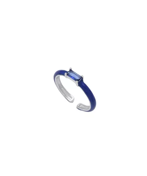 Ring Enamel Dark Blue - Silver 925