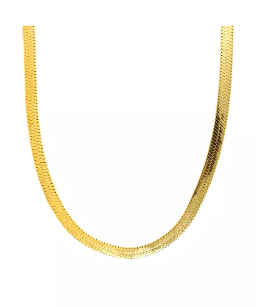 Necklace: Flat Snake 50cm, 4 mm - Stainless Steel Gold Plated