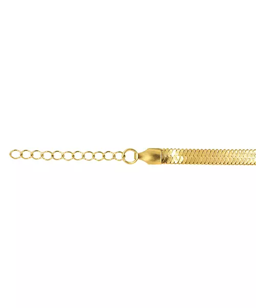 Necklace: Flat Snake 50cm, 4 mm - Stainless Steel Gold Plated