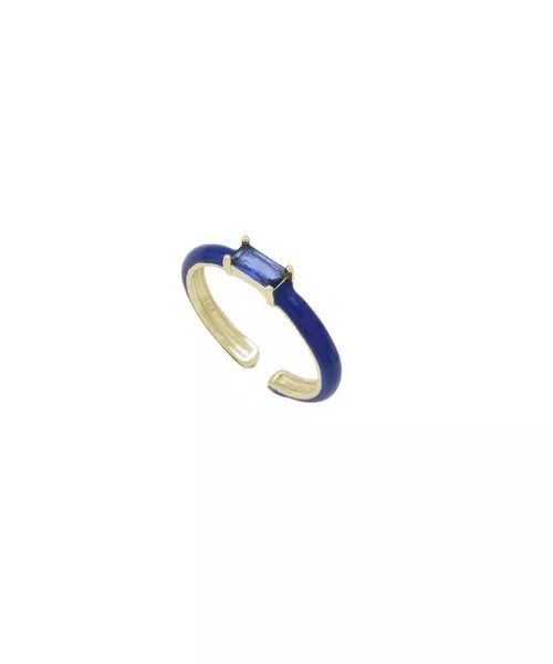 Ring Enamel Dark Blue - Silver 925 Gold Plated