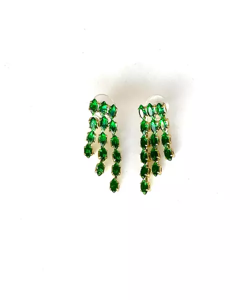 Long Evening Earrings with Green Zircons