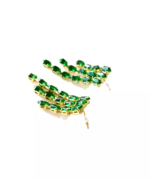 Long Evening Earrings with Green Zircons