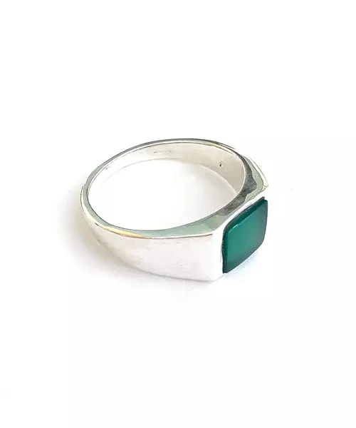 Green Agate Ring - Silver 925