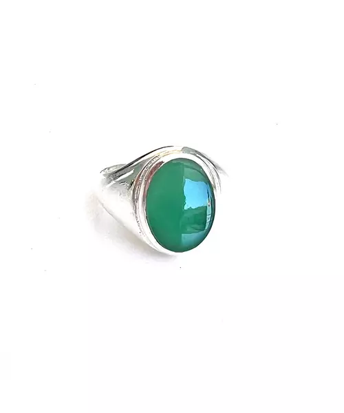 Green Agate Ring - Silver 925